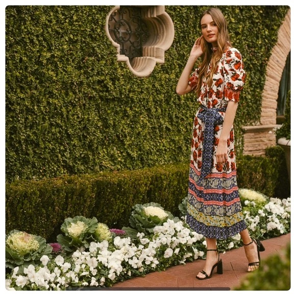 ALICE + OLIVIA Silva Floral Mock Neck Midi Dress - Picture 8 of 16